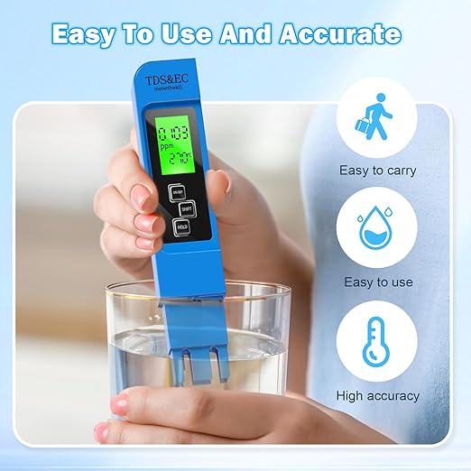 TDS Water Tester, New 4 in 1 Tds Meter Digital Water Tester -TDS EC & Temperature(°C,°F) Meter, Accurate & Reliable Digital Water Testing Kits for Drinking Water, RO/DI System,Aquarium etc