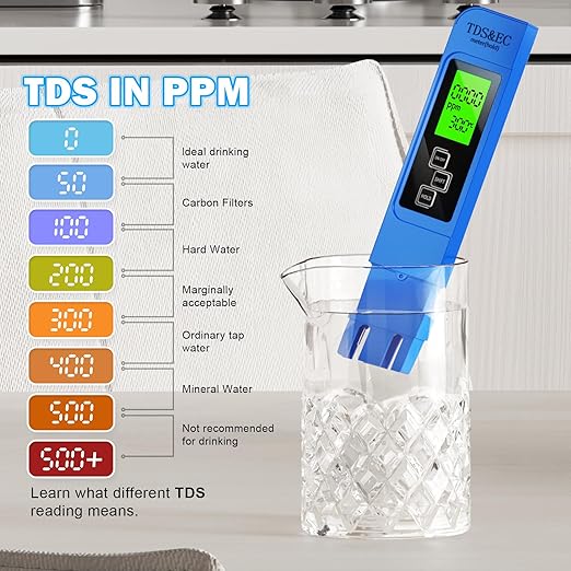 TDS Water Tester, New 4 in 1 Tds Meter Digital Water Tester -TDS EC & Temperature(°C,°F) Meter, Accurate & Reliable Digital Water Testing Kits for Drinking Water, RO/DI System,Aquarium etc