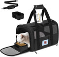 Cat Carrier, Dog Carrier, Pet Carriers Airline Approved for Kitten Small Dogs Carriers for Small Medium Under 15lbs, Collapsible Soft Sided Cat Carrier, Black