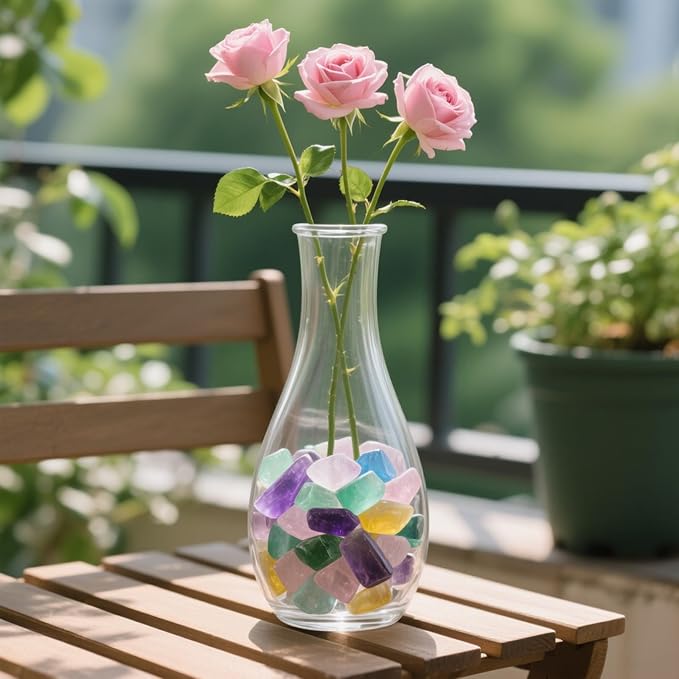 0.96LB Aquarium Gravel Fluorite Natural Quartz Crushed Crystal Vase Filler Fish Tank Decorative Stones Succulent Rocks Bulk Polished Irregular Shaped
