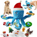 Squeaky Dog Toys, Christmas Octopus Dog Toy with 10 Pcs Small Dog Toy, Interactive Tug of War Dog Plush Toy, Crinkle Dog Toy Plush Dog Toys (Blue)