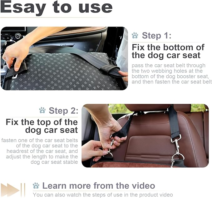 Youvee Dog Booster Car Seat,Interior Height 6 Inches Elevated Pet Car Seat for Small Dog up to 30 lbs,Safety,Comfortable,Fully Detachable and Washable(View Ⅰ-Brown)