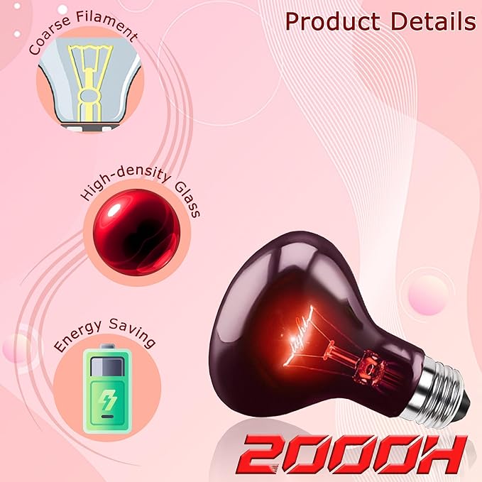 100W UVA Infrared Red Heat Lamp Bulb – Strong Bones & Energy, High-Performance Basking Spot Light for Lizards, Leopard Geckos, Turtles & Chicks, Terrarium & Brooder Heater