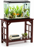 10-20 Gallon Solid Cherry Wood Fish Tank Aquarium Stand, Heavy Duty 220lb Load Capacity, Compact Accessories Storage Shelf, Brown Wood Tank Table, 25.5 x 13.7 x 25.5 in