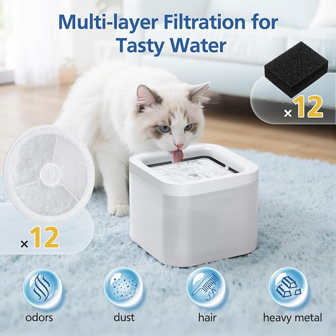 12 PCS Upgraded Filter Unit 3.0 Fit for Pet Cat Water Fountain E versweet Solo 2/Solo SE, E versweet 2S/3/3 Pro, 12 PCS Replacement Filter and 12 PCS Foam Pump Filters