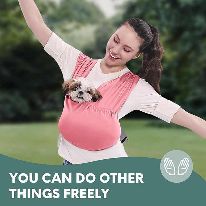 Supet Dog Sling Carrier for Small Pets, Hands Free Front Cat Sling, Reducing Back Neck Pain Anti-Anxiety, Adjustable Soft Carrying