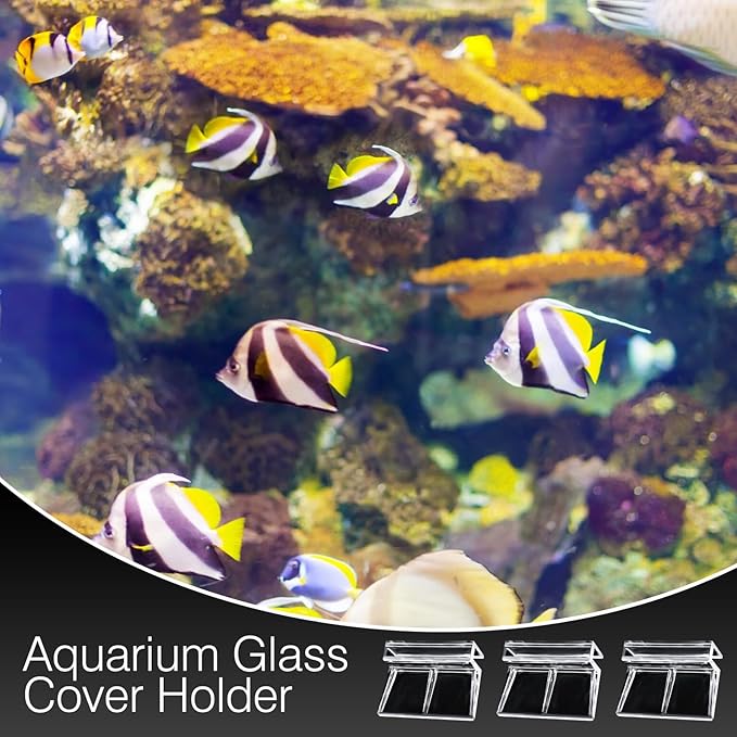 10Pcs Acrylic Aquarium Cover Clips, 6mm Clear Fish Tank Lid Holder for Rimless Aquarium Top Cover, Lids Hood Support Holder Glass Fish Tank Top Clip
