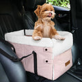 Center Console Dog Car Seat for Small Dogs,PU Leather Small Dog Car Booster Seat,Washable Foldable with Safe Protection Hooks Adjustable Straps and Storage Pocket Pet Up to 15lbs-Pink