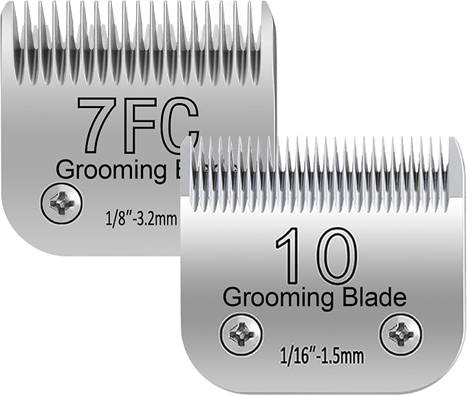 10# 1.5mm and 7FC 3.2mm Clipper Blades Pet Grooming Clipper Replacement Blades Detachable Blade Compatible with andis/wahl/Oster Dog Clippers