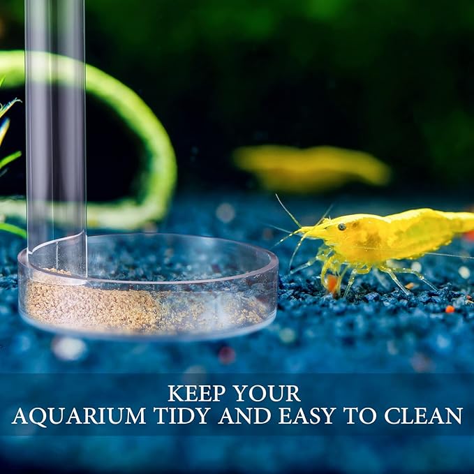 12 Pieces Shrimp Feeder Set 4 Acrylic Tubes & 8 Dishes, Clear Crystal Glass Bowl, Fish Tank Feeding Supplies for Shrimp & Betta, 2 Sizes