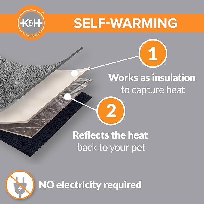 K&H Pet Products Self-Warming Cat Bed Pad - Small 21" x 17", Reversible, Washable, Oatmeal/Chocolate (Pack of 6)