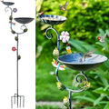 Bird Baths, 58" Tall Bird Bath and Feeder Stake, Standing Bird Baths for Outdoors, Metal Decorative Birdbaths and Feeders Combo for The Garden, 2 in 1 Outside Birdbath with 5-Prong Stake