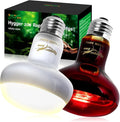100W Reptile Heat Lamp Bulbs 2-Pack — UVA Daylight & Infrared Night Combo, Efficient Basking Light for Bearded Dragon, Lizard, Turtle, Chicken, E26 Base