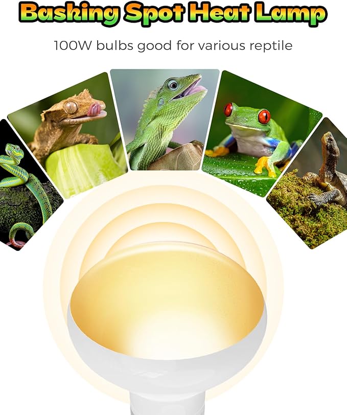 100W Reptile Heat Lamp Bulb, 2 Pack Day & Night Basking Spot Light Combo Pack Includes Infrared Heat Lamp and UVA Daylight Heating Lamp Basking Light