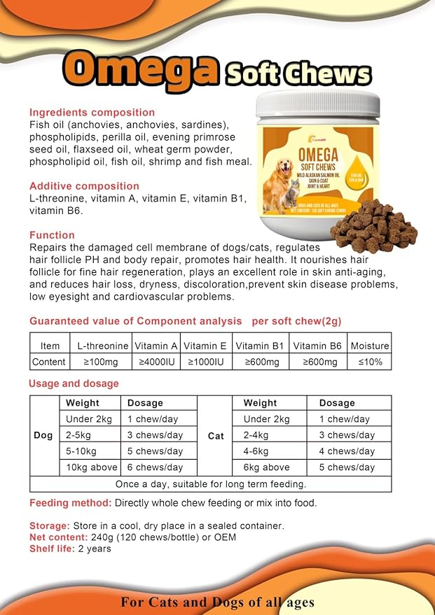 10-in-1 Multivitamin for Dogs – Glucosamine, Chondroitin, Probiotics & Omega 3 Fish Oil – Dog Supplement for Joints, Skin, Coat, Heart & Immune Support – Peanut Butter Flavor – 120 Soft Chews