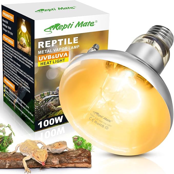 100W Reptile Heat Lamp Bulbs, Full Spectrum UVA/UVB Reptile Light Bulb and Basking Spot Light, UVB Light for Reptiles and Bearded Dragon, Turtle, Lizard, Snake, Amphibians