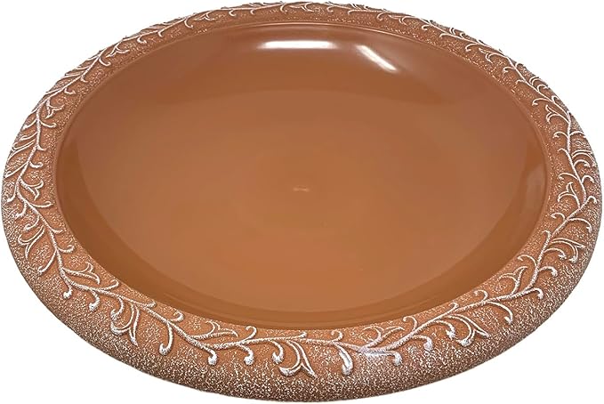 Tierra Garden Birdbath for Outdoors - 24" Terra Cotta Fiber Clay Bird Bath Bowl and Stand, Easy Assembly UV-Resistant Bird Baths for Outside, Outdoor Decor Pedestal Birdbaths, Garden Decor for Outside