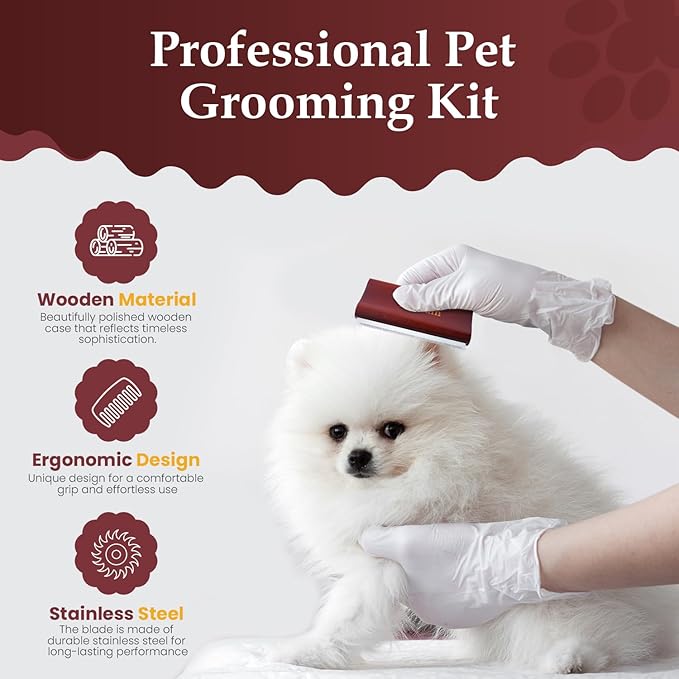 Deshedding Brush for Dogs & Cats | Professional Pet Grooming Tool | Removes Loose Fur, Dirt & Hair | Small, Medium & Large Pets |Ergonomic Handle| Cat Brush | Dog Brush (Brown, 5 inch)