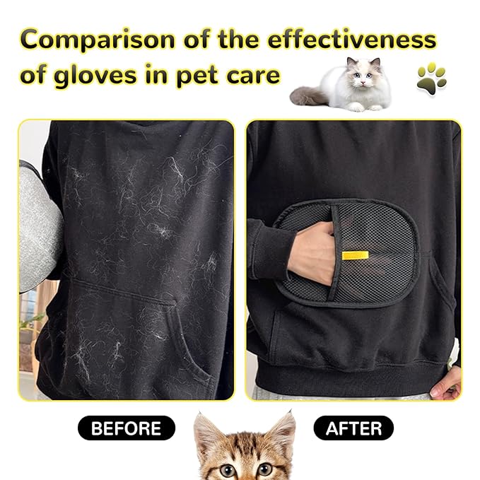 Pet Hair Removal Glove for Cats & Dogs, 2PCS Electrostatic Gloves Pet Hair Removal, Pet Hair Remover Brushing Glovesfor HairRemoval, for Couch, Furniture, Carpet, Curtain