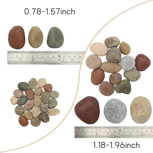 10LB Mixed Stones Pebbles River Rocks, Natural Beach Pebbles, 0.8-1.5" Decorative Rocks- Ideal for Garden Landscaping, Home Decor, Aquariums, Painting, Crafting and Gifts, Mixed Colors