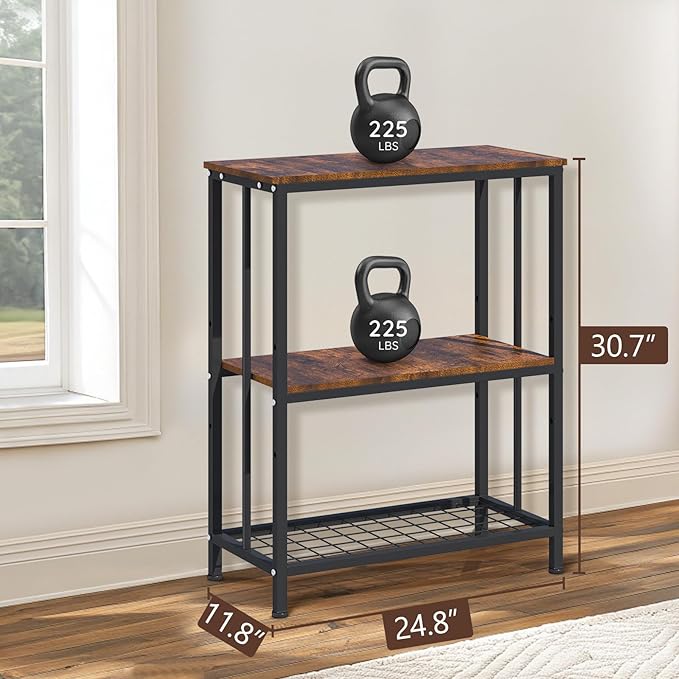 10-20 Gallon Fish Tank Stand, 3-Tier Metal 20 Gallon Aquarium Stand Heavy Duty 5-10 Gallon Reptile Stand with Adjustable Storage Shelf for Breeder/Turtle/Terrarium Tank-24.8" L*11.8" W*30.7" H