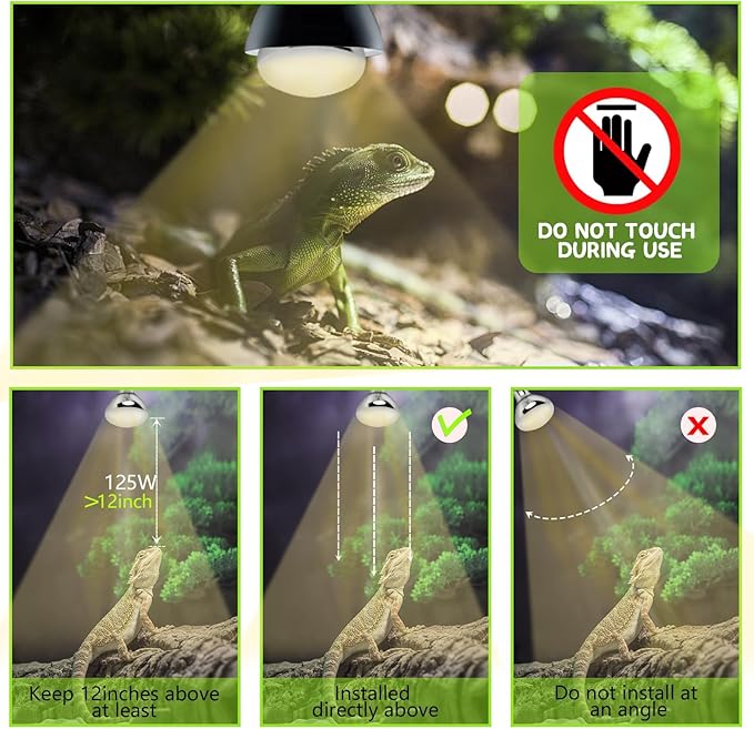 125W UVA UVB Vapor Reptile Heat Lamp, High Intensity Self-Ballasted UVB Basking Lamp Bulb,Full Spectrum Sun Light for Reptiles and Amphibians