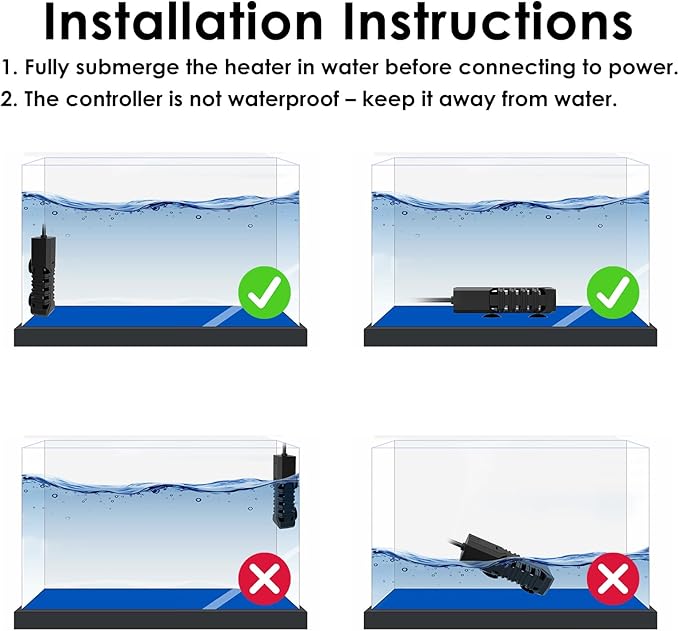100W Aquarium Heater, Adjustable Fish Tank Heater, with Digital Display, Overheat Protection & Dry Run Protection, for 10-20 Gallon Water