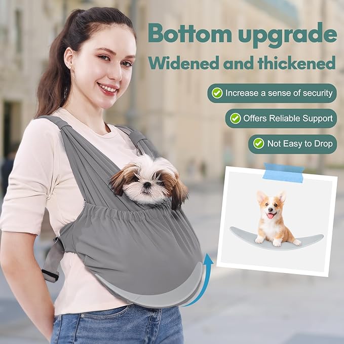 Supet Dog Sling Carrier for Small Pets, Hands Free Front Cat Sling, Reducing Back Neck Pain Anti-Anxiety, Adjustable Soft Carrying
