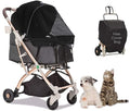 HPZ Pet Rover Lite Premium Light-Weight Dog/Cat/Pet Stroller Travel Carriage with Convertible Compartment/Zipper-Less Entry/1-Hand Quick Fold/Aluminum Frame for Small & Medium Pets (Black 2nd-Gen.)
