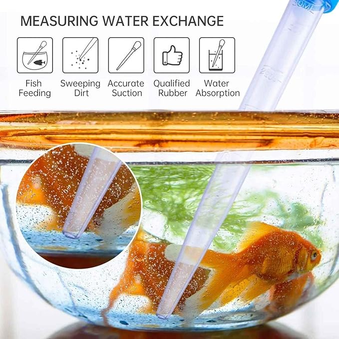 1 PC Blue Fish Tank Cleaner Water Changer Aquarium Dropper, 30ml Fish Tank Cleaning Waste Remover, Mini Aquarium Gravel Cleaning Straw, Fishbowl Rock Cleaner Tools
