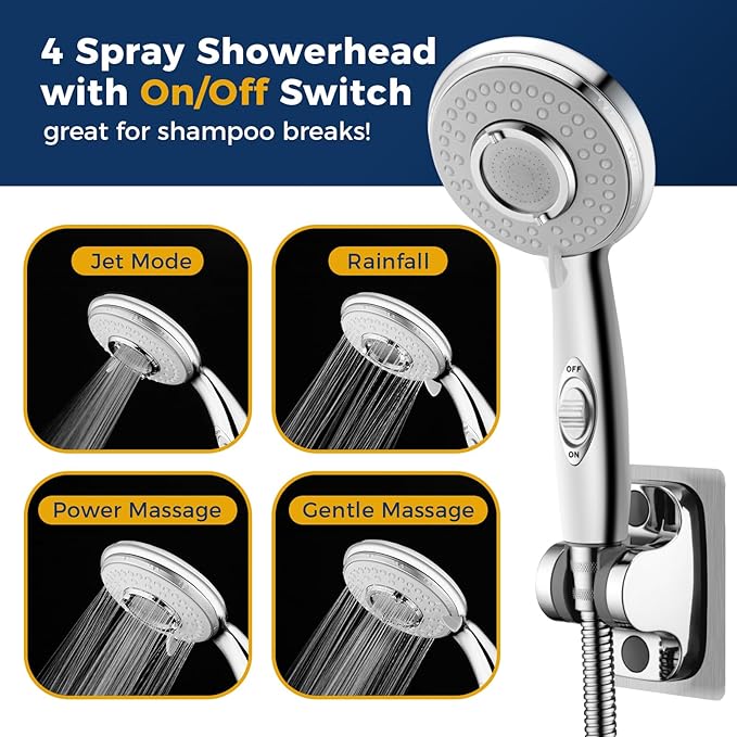 KLLEYNA Shower Head Sink-Faucet Bathtub-Bathroom-Garden - Hose Sprayer Attachment(5 Adapters) for Hair Washing & Pet Dog Rinse & Baby Bath, ON/OFF Extension for Moen, Kohler, Delta, American Standar
