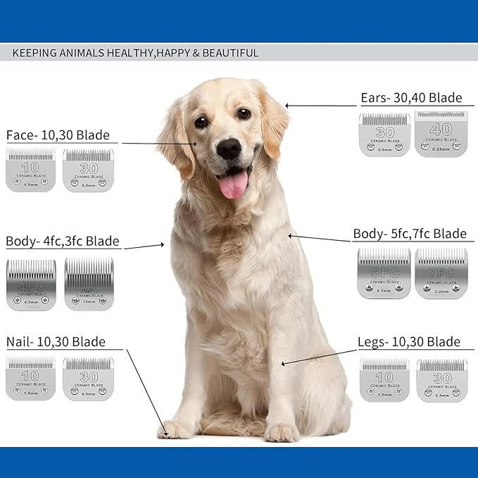 10# Detachable Pet Dog Grooming Clipper Ceramic Blade,Compatible with Andis Size 10 Cut Length 1/16"(1.5mm),Compatible with andis/wahl/Oster Dog Clippers 2PCS