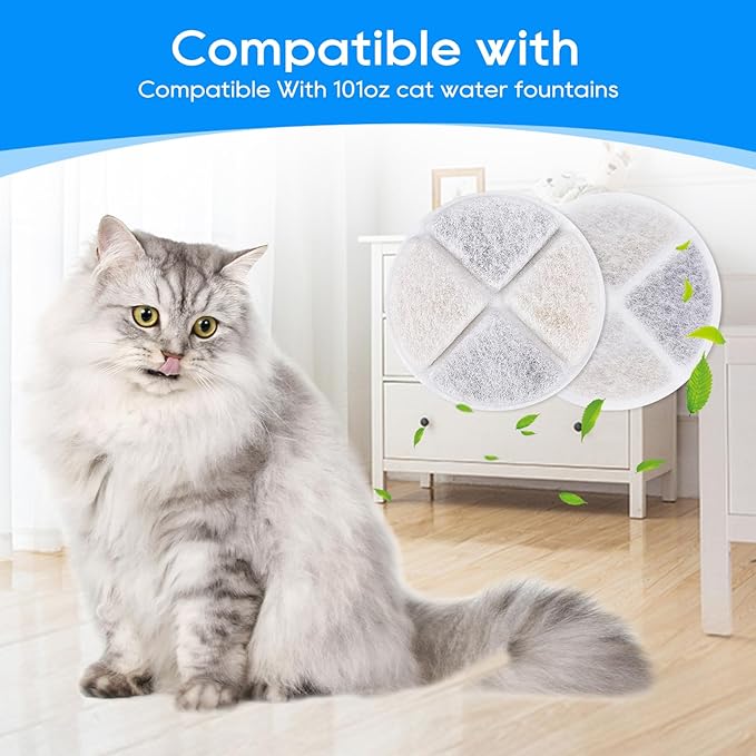 12 Pack Cat Water Fountain Filters, Filter Replacement Compatible with 101oz Cat Pet Water Fountains