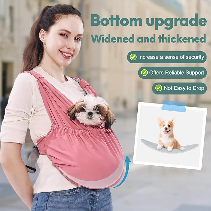 Supet Dog Sling Carrier for Small Pets, Hands Free Front Cat Sling, Reducing Back Neck Pain Anti-Anxiety, Adjustable Soft Carrying