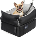 EASTBLUE Dog Car Seat for Small Medium Dogs Up to 35 lbs, 2 Memory Foam Pads Dog Booster Car Seat with Seat Belt, Washable Pet Carseat for Puppy & Cat, Dogs Travel Bed for Cars (Black/Grey)