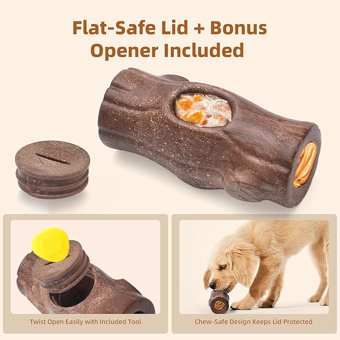Dog Toys for Aggressive Chewers, Interactive Indestructible Dog Toys to Keep Them Busy, Durable Dog Frozen Treat Toy for Large & Medium Dogs, Reduces Anxiety & Extends Playtime, Brown