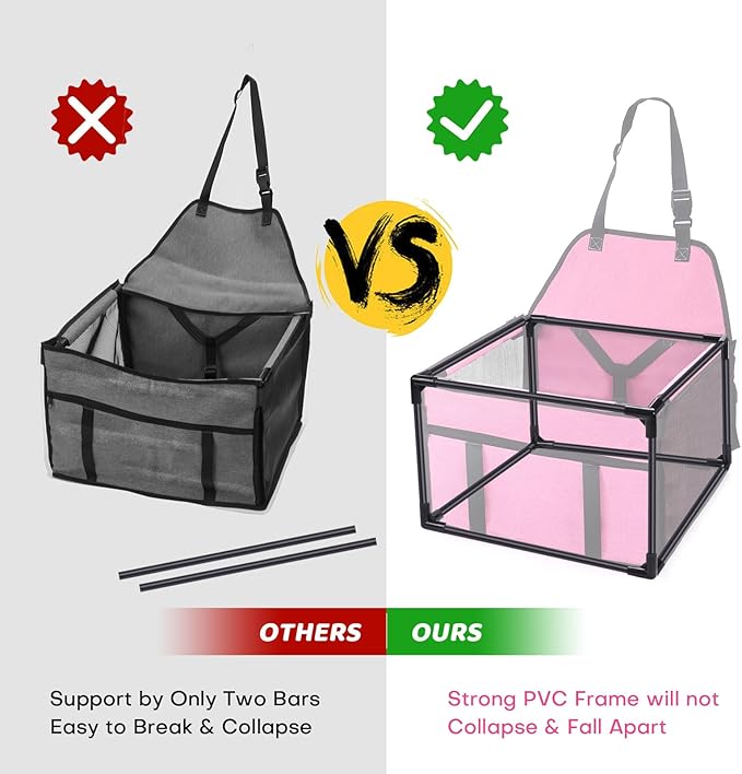 Small Dog Car Seats for Small Dogs,Portable Puppy/Pet Car Booster Seat with Clip-On Leash and Mesh Window for Small Pet Up to 11 lbs