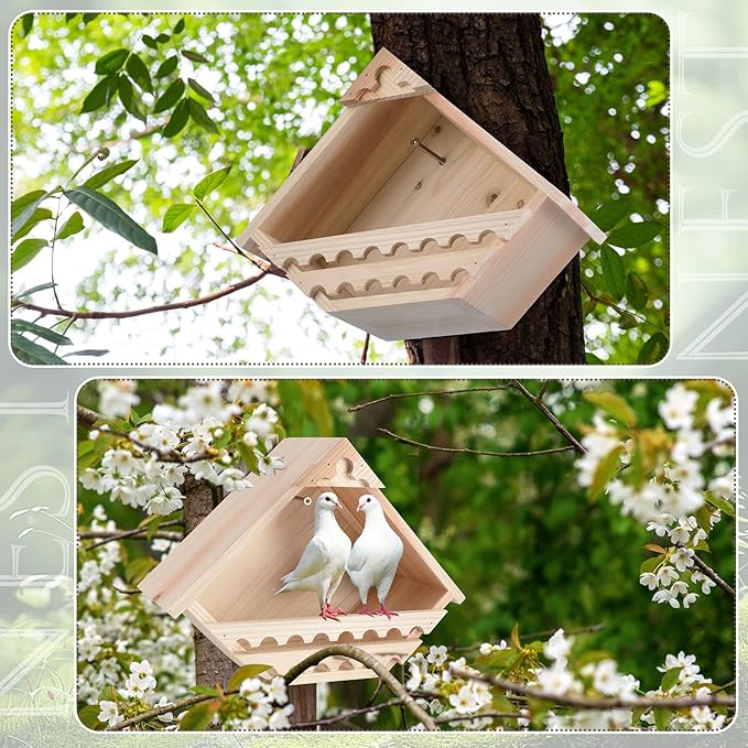 1 Pcs Cedar Dove Nesting Box Bird House Outdoor Wood Triangular Opening Bird Box House for Doves Nesting and Roosting Platform Garden Decoration
