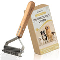 Undercoat Rake for Dogs Brush for cat shedding tool Grooming Comb19Blade Dematting Tool Pet Brush Dual Side Large Medium Small Dogs and Cats Shedding Brush, Premium Wood Handle