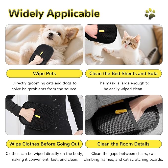Pet Hair Removal Glove for Cats & Dogs, 2PCS Electrostatic Gloves Pet Hair Removal, Pet Hair Remover Brushing Glovesfor HairRemoval, for Couch, Furniture, Carpet, Curtain