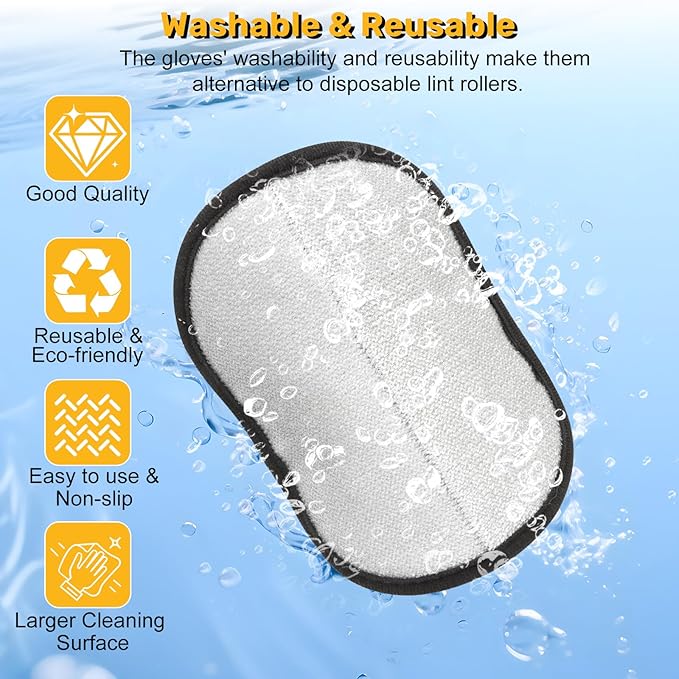 2 Pack Pet Hair Removal Glove for Dogs, Reusable Electrostatic Gloves Brush for Pet Hair Removal Grooming, Pet Hair Remover Glove Tool for Clothing, Couch, Carpet, Car Seats,Furniture