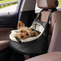 YUDODO Small Dog Car Seat Under 7lbs Luxury PU Leather Dog Booster Seat with Safety Belt, Soft Cushion, Can be Used as Pet Front Carrier Backpack Black