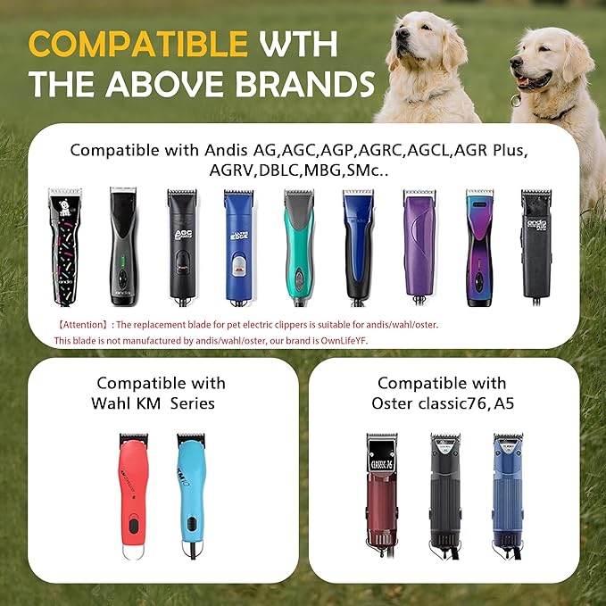 10# 1.5mm and 7FC 3.2mm Clipper Blades Pet Grooming Clipper Replacement Blades Detachable Blade Compatible with andis/wahl/Oster Dog Clippers