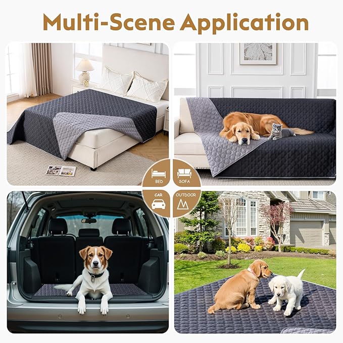 100% Double-Sided Waterproof Blanket, Couch Cover for Dogs Washable, Reversible Dog Bed Cover, Couch Furniture Protector. (Dark＆Light Grey, 40 X 50 Inch - 1 Pack)