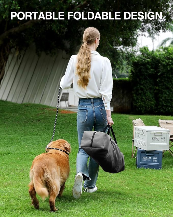 36 Inch Collapsible Travel Dog Crate for Medium Large Dogs, Portable Dog Crate 4-Door Foldable Soft Kennel with Durable Mesh Windows for Indoor & Outdoor Travel, with Storage Bag,Grey
