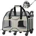 Katziela Pet Carrier - Airline Compliant Dog Carrier - TSA Approved Pet Carrier for Small Dogs and Cats - Soft FAA Travel Airplane Dog Carrier Luggage (Light Grey/Blue-Pro)