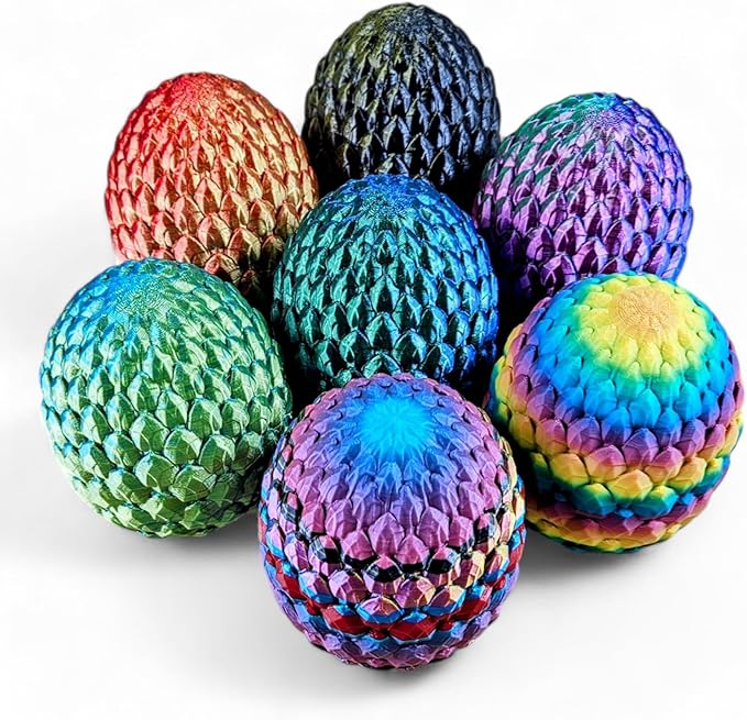 10 Pack Mystery Mini Animal Packs - 3D Printed Animals Articulating Figurines - Unique and Fun Designs Includes Mystery Egg - Stress Relief (Mystery Gemstone 10)