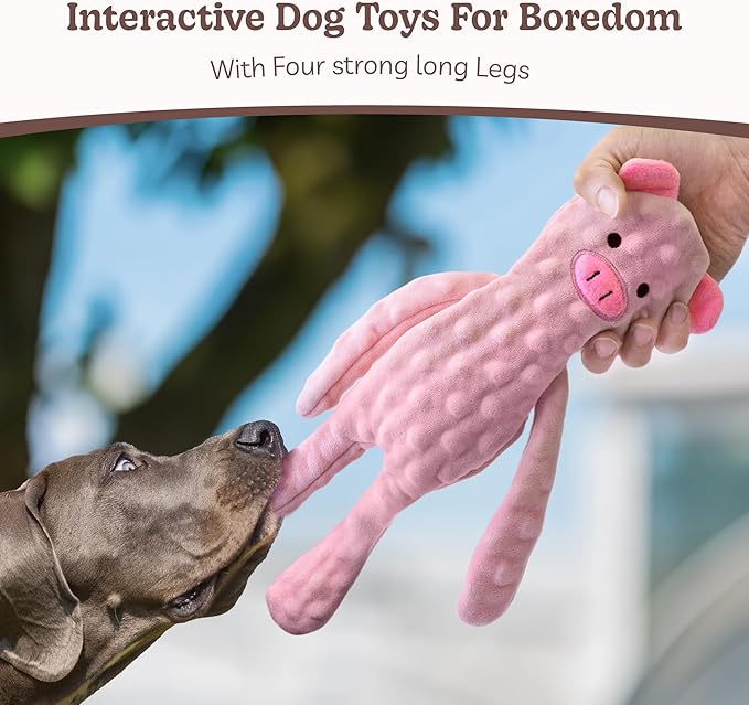 SHARLOVY No Stuffing Dog Toys Squeaky for Large Dogs, Crinkle Puppy Teething Toys to Keep Them Busy, Plush Interactive Doggie Long Lasting Chews for Aggressive Chewers