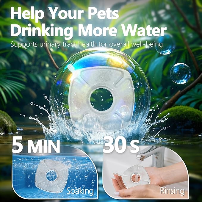 12+12 Pack Pet Fountain Replacement Filters Compatible with Veken 67oz 84oz 95oz 135oz Plastic Stainless Steel Pet Water Dispenser, Cat Water Fountain Filters for Dog Cat with Foam Filter