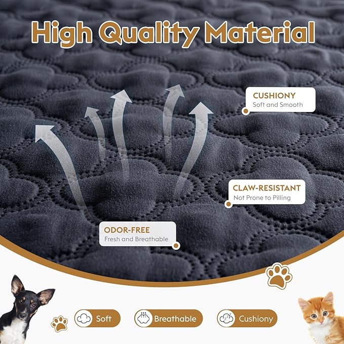 100% Double-Sided Waterproof Blanket, Couch Cover for Dogs Washable, Reversible Dog Bed Cover.(Dark＆Light Grey, 82 X 82 Inch - 1 Pack)